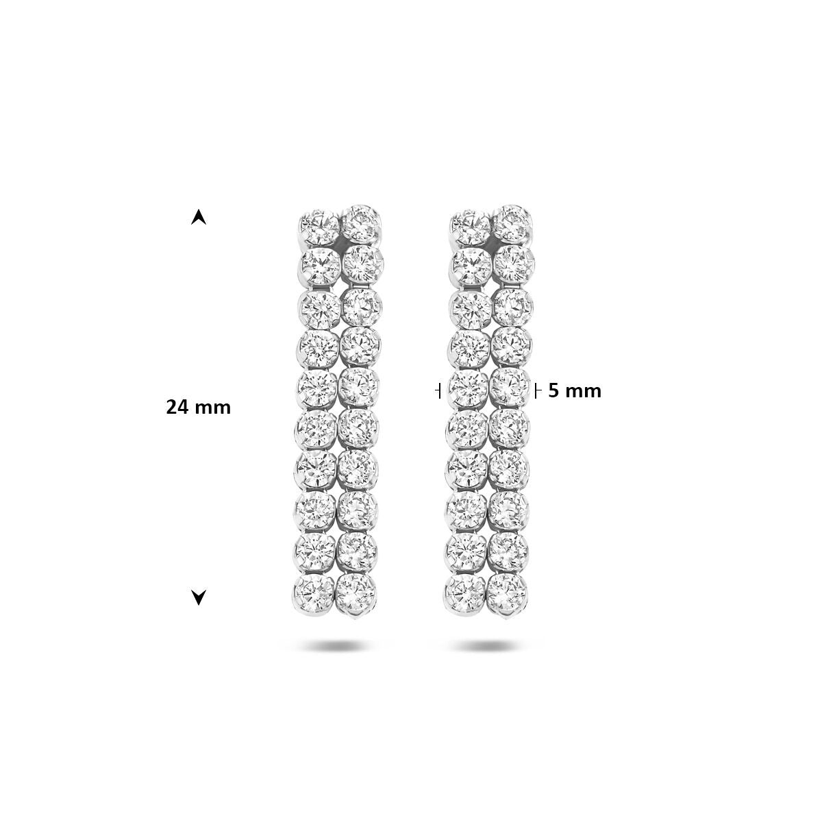 Pendientes de plata 925 rodiados con circonitas 24 x 5 mm