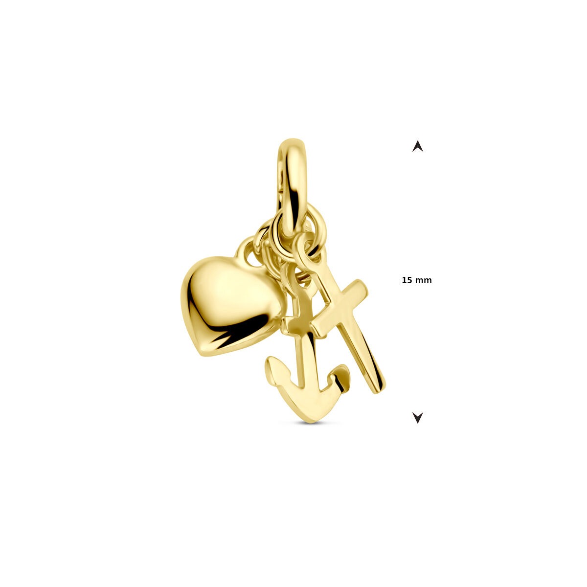 Colgante de fe, esperanza y amor – 9k oro amarillo