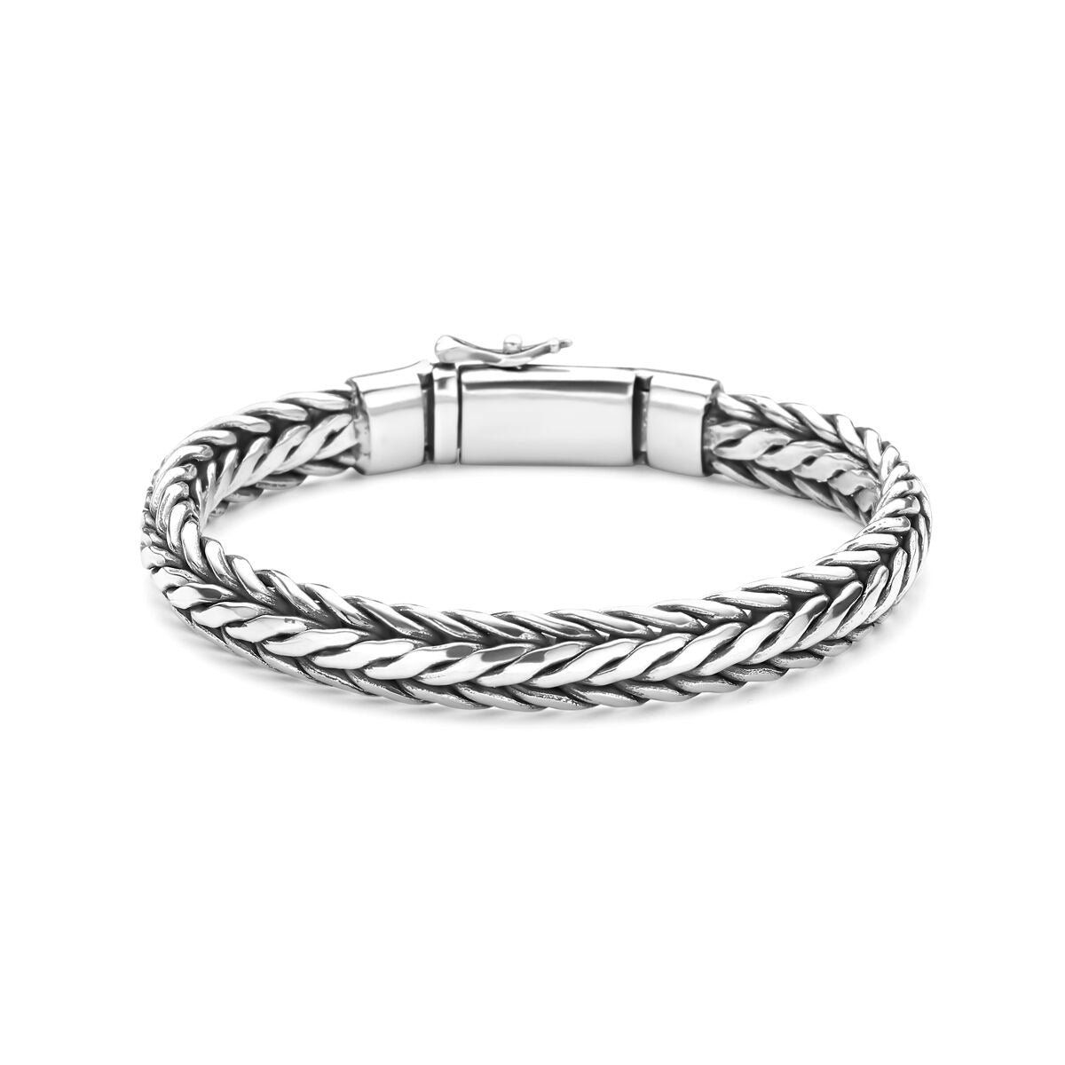 Pulsera de hombre de plata oxidada – eslabón de cola de zorro 9 mm