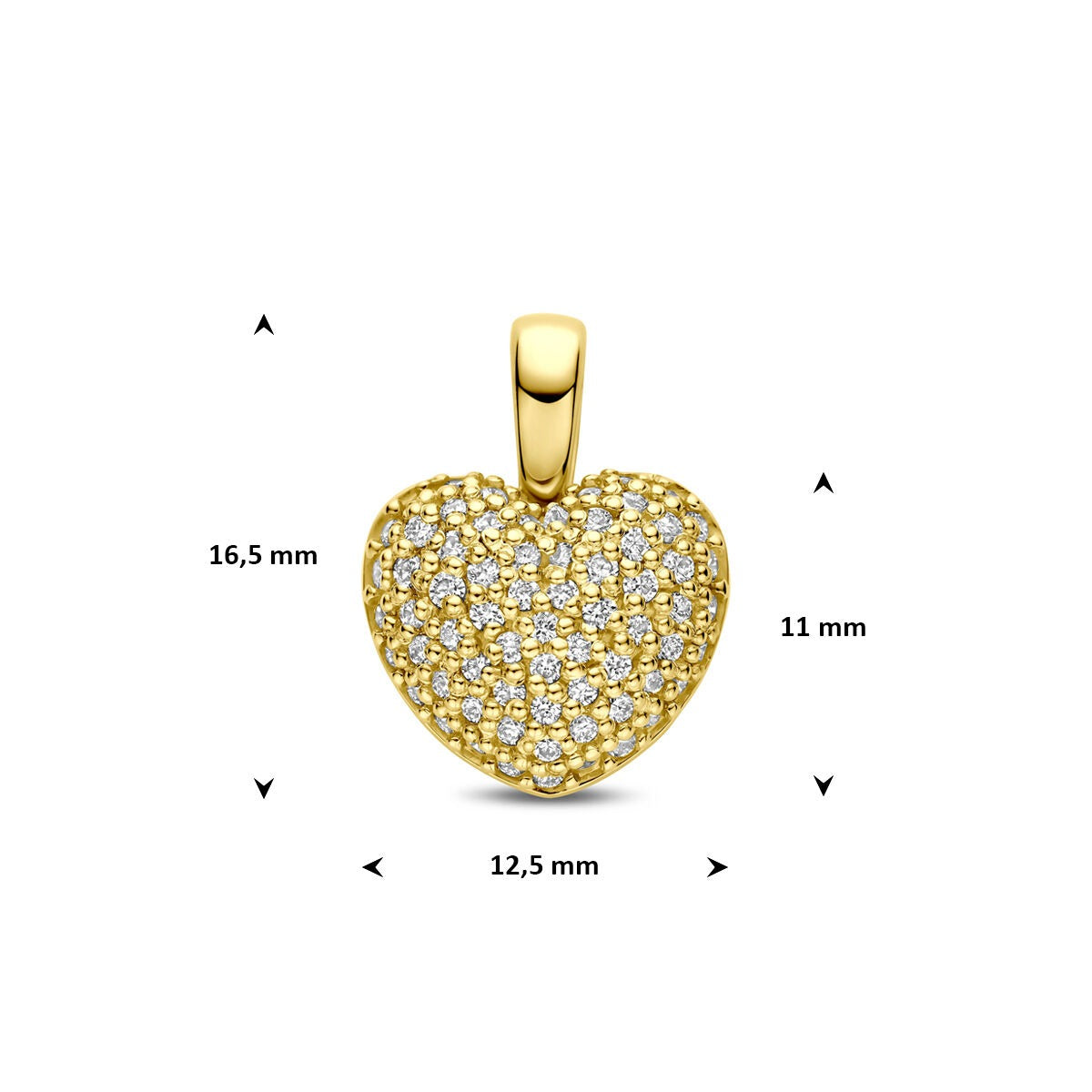 colgante de oro amarillo en forma de corazón con diamante cultivado en laboratorio