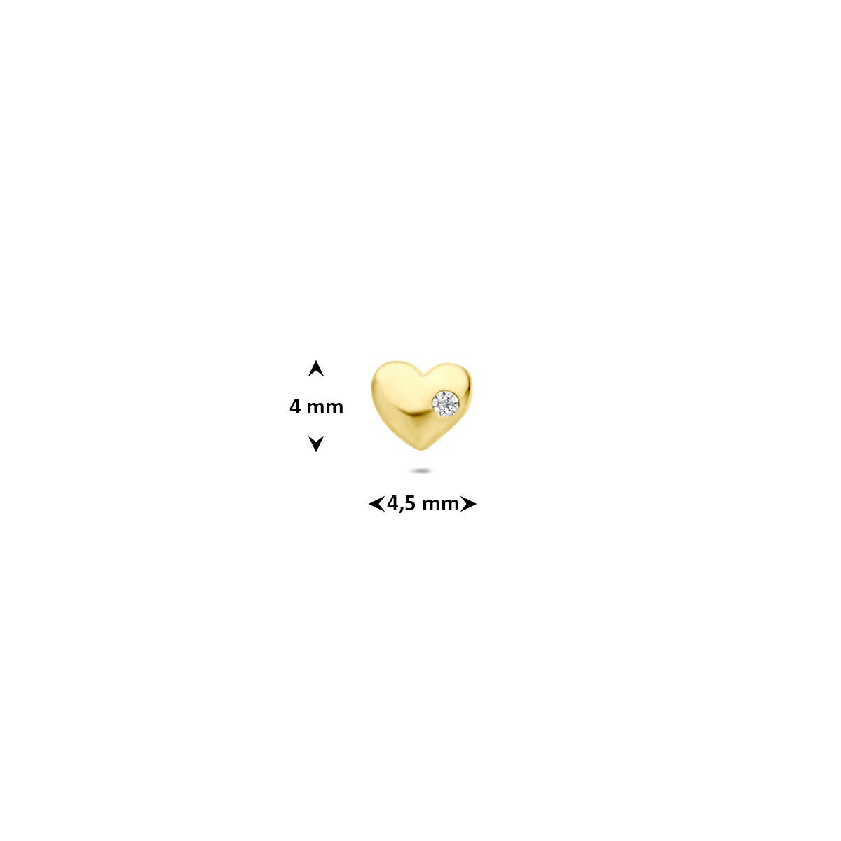 piercing de oro amarillo de 9k con corazón y circonita