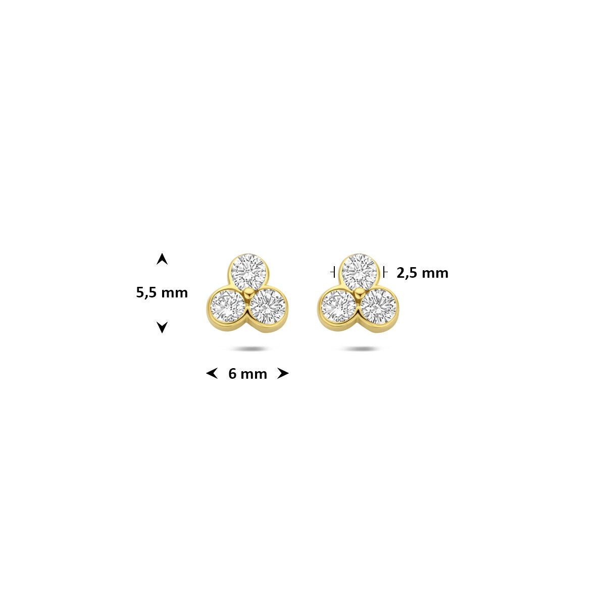 pendientes de botón de oro amarillo con diamante cultivado en laboratorio 0,52 ct