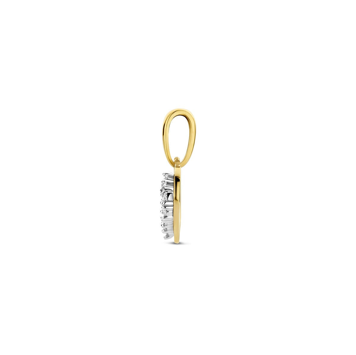 Colgante bicolor en oro con corazón y circonitas
