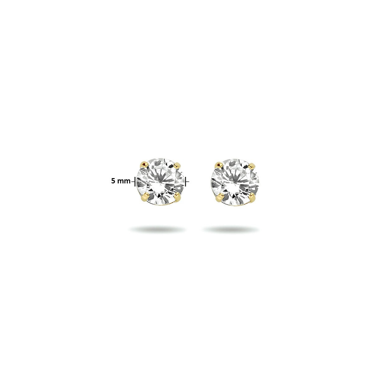Pendientes de botón de oro amarillo con circonitas