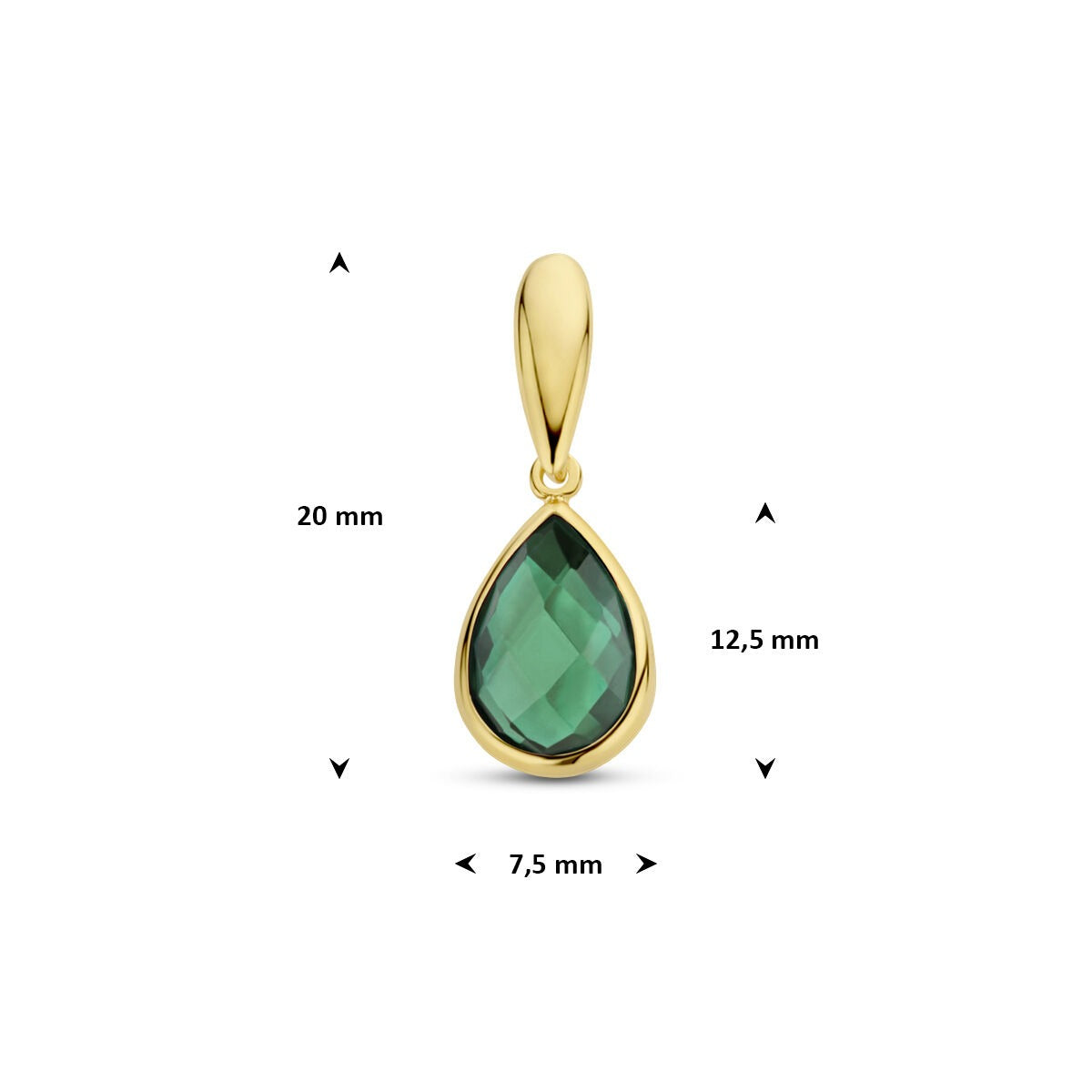 colgante de oro amarillo de 9k con ágata verde
