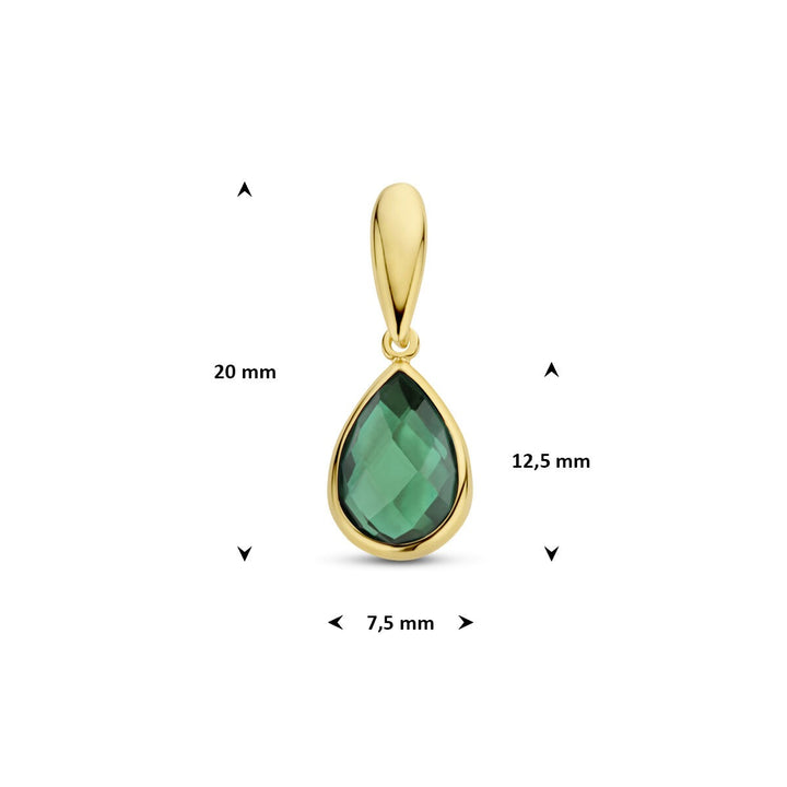 9k geelgouden hanger met groene agaat