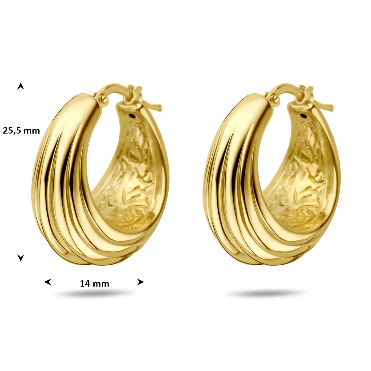 Aros chapados en oro 925 de plata 25,5 x 14 mm de mujer