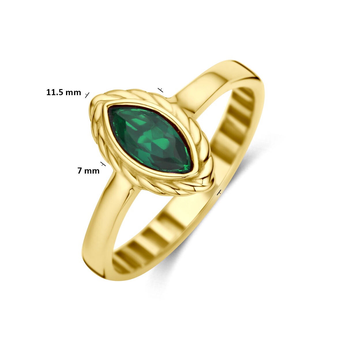 anillo de oro amarillo de 9k con zirconia verde