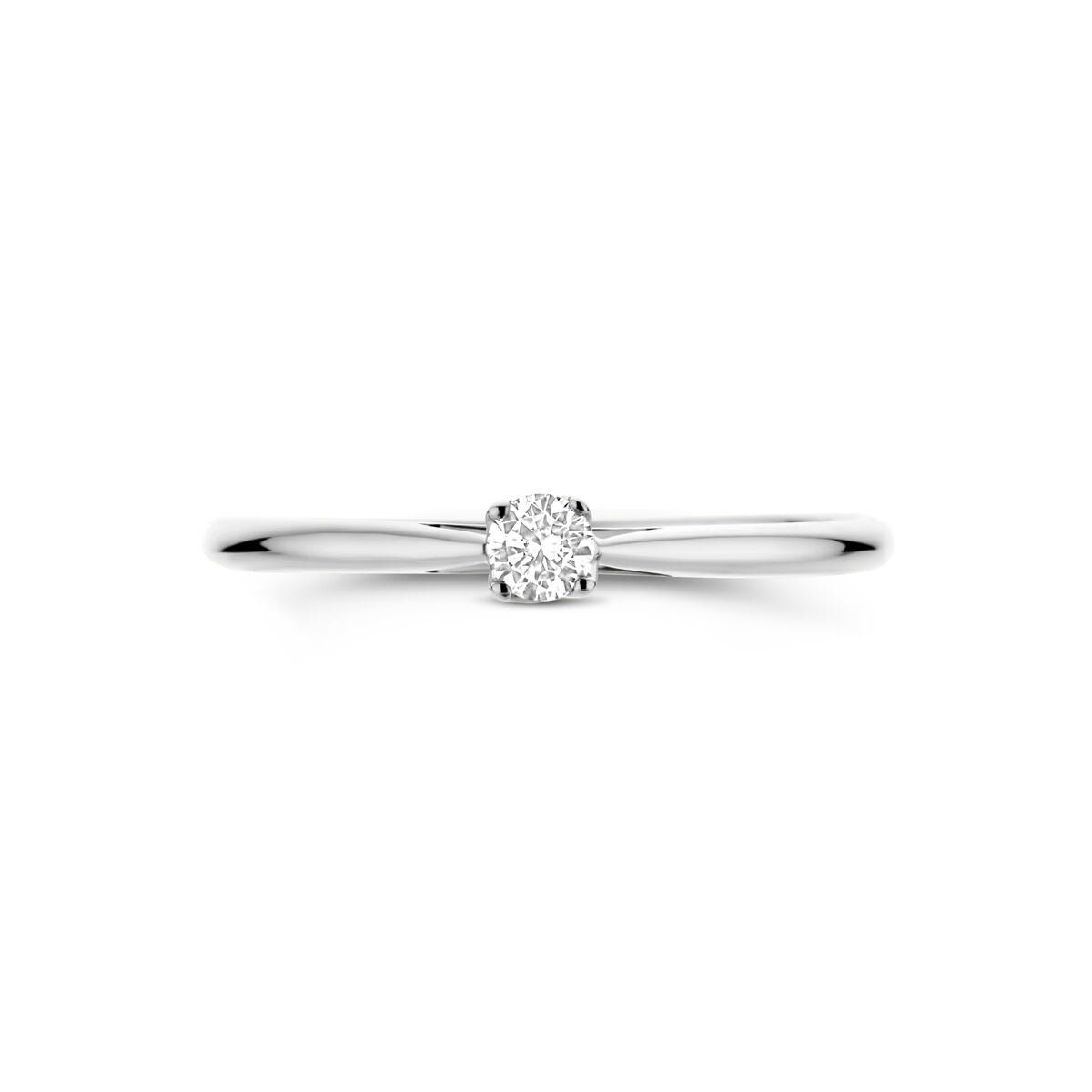 Anillo de mujer de oro blanco de 14k con diamante cultivado en laboratorio de 0.10ct