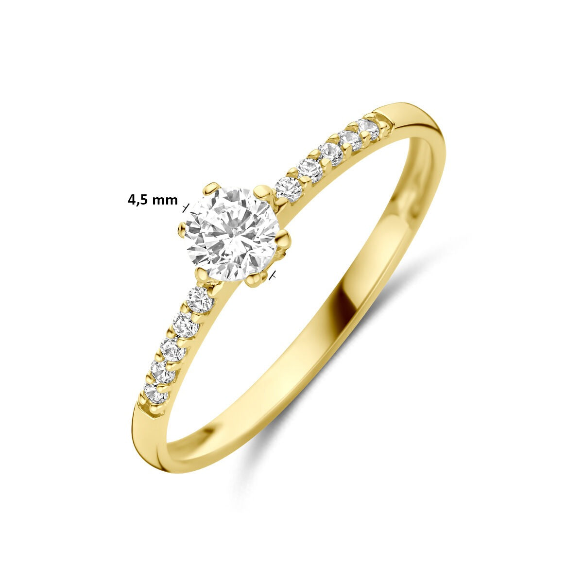 Anillo de mujer en oro amarillo con circonitas – 14k oro amarillo