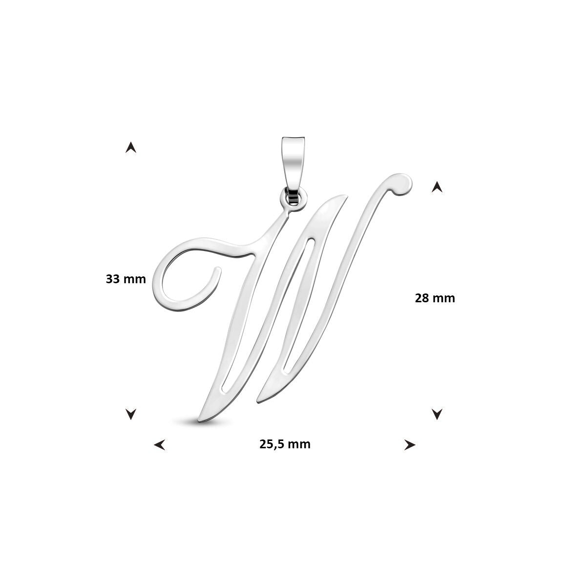 Colgante de plata rodiada en forma de letra – 35mm alto