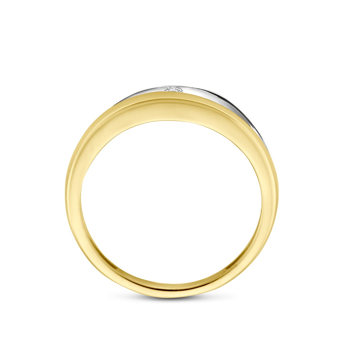 anillo de mujer bicolor de 14k con diamante cultivado en laboratorio