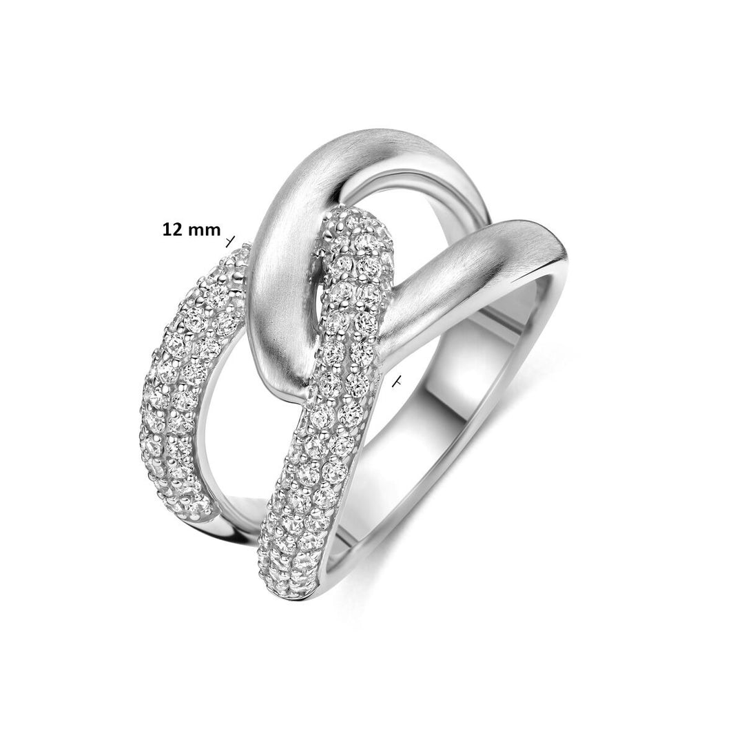 Gerhodineerde 925 zilveren ring met pavé zirkonia