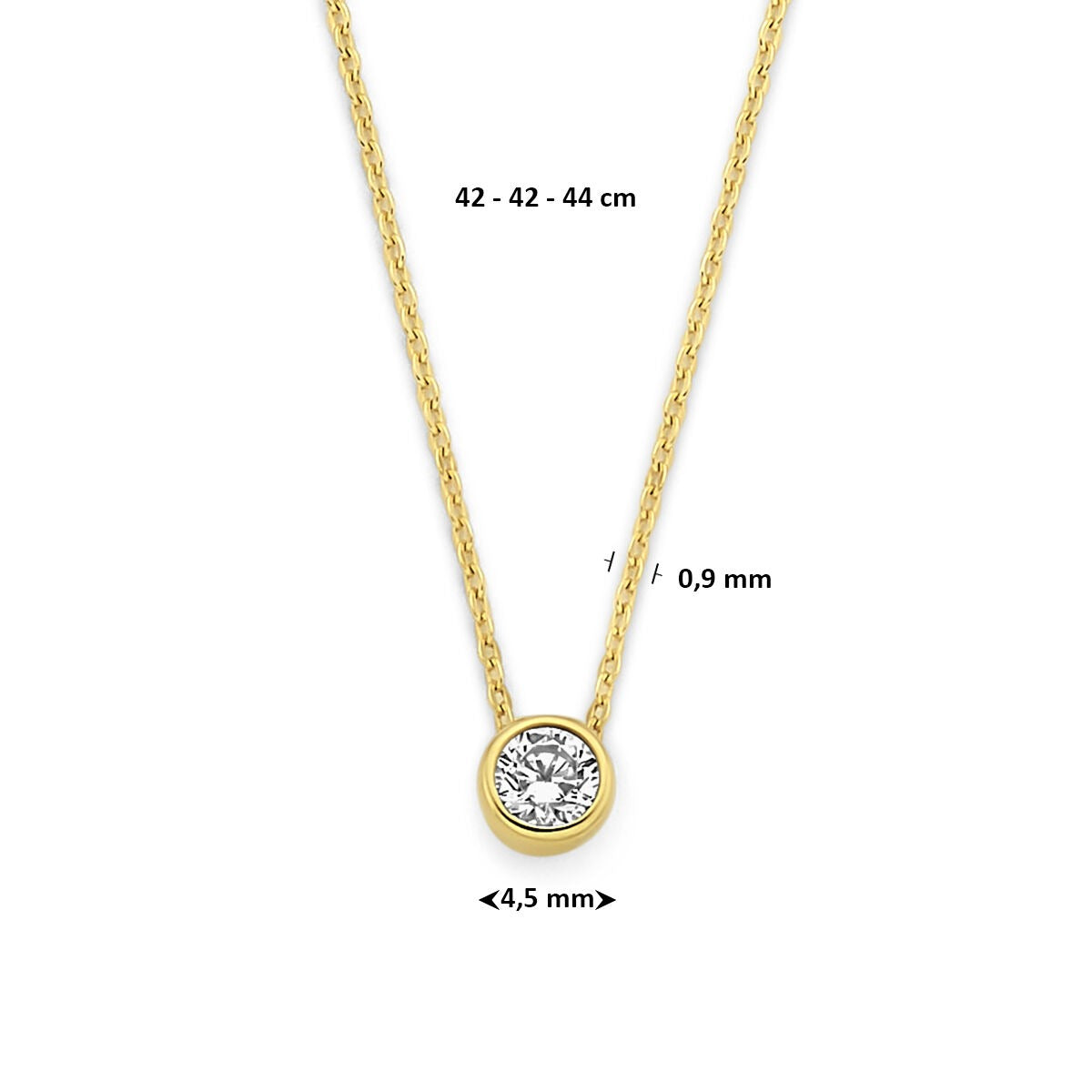 Collar de oro amarillo de 9k con colgante de circonita