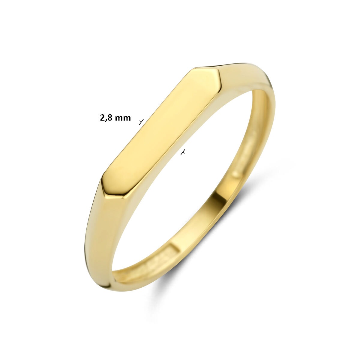 Anillo de mujer en oro amarillo de 14k con banda de 7 mm de ancho