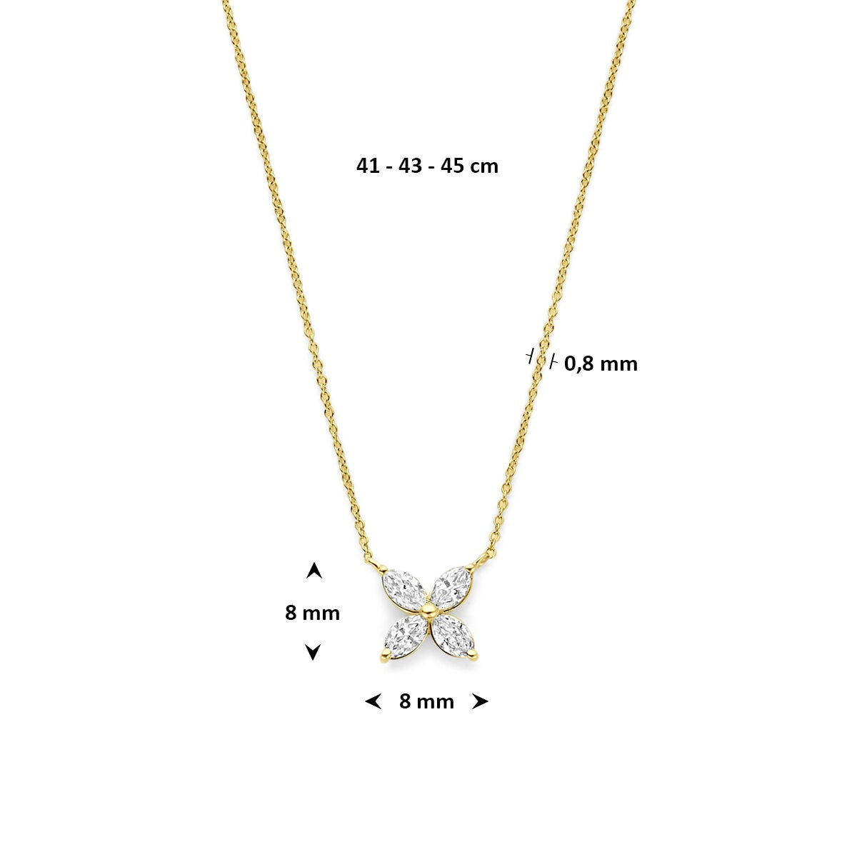 Collar de oro amarillo de 14k con flor de diamante cultivado en laboratorio
