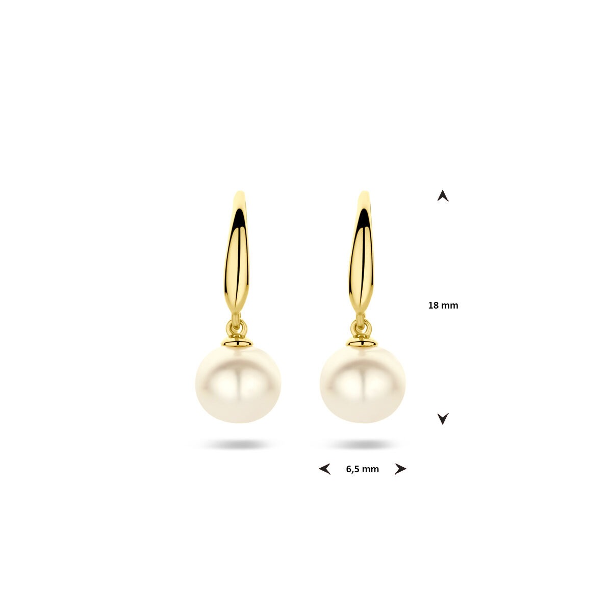 Aros de oro amarillo de 9k con perla de agua dulce