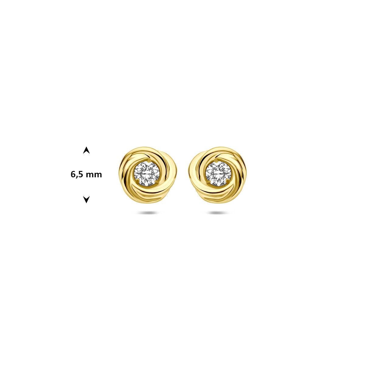 Pendientes de botón de oro amarillo con diamante cultivado en laboratorio