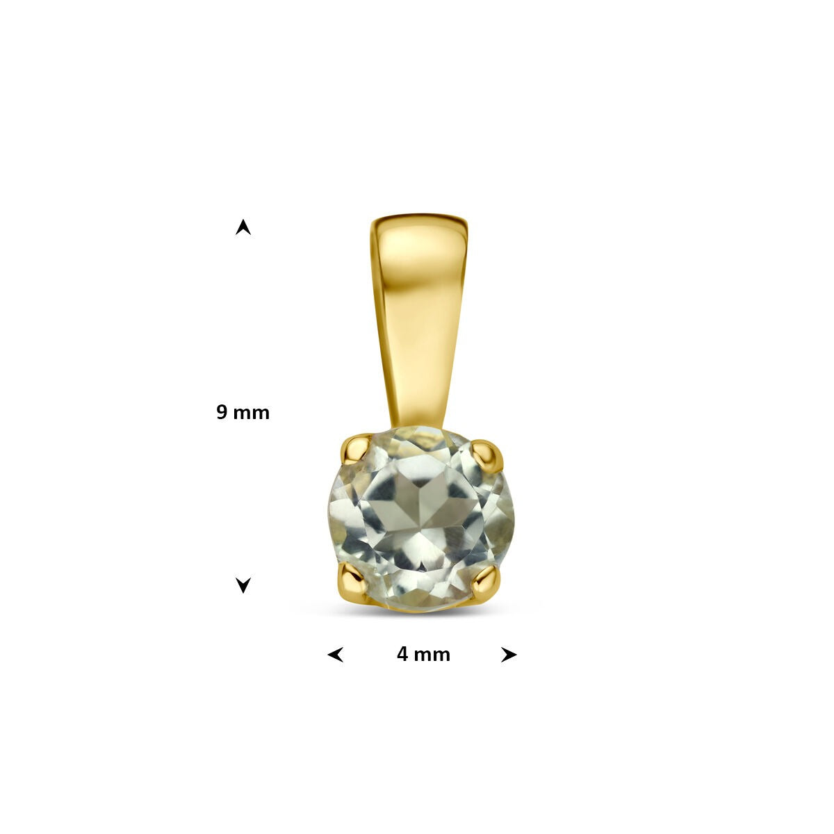 colgante de oro amarillo de 14k con amatista verde