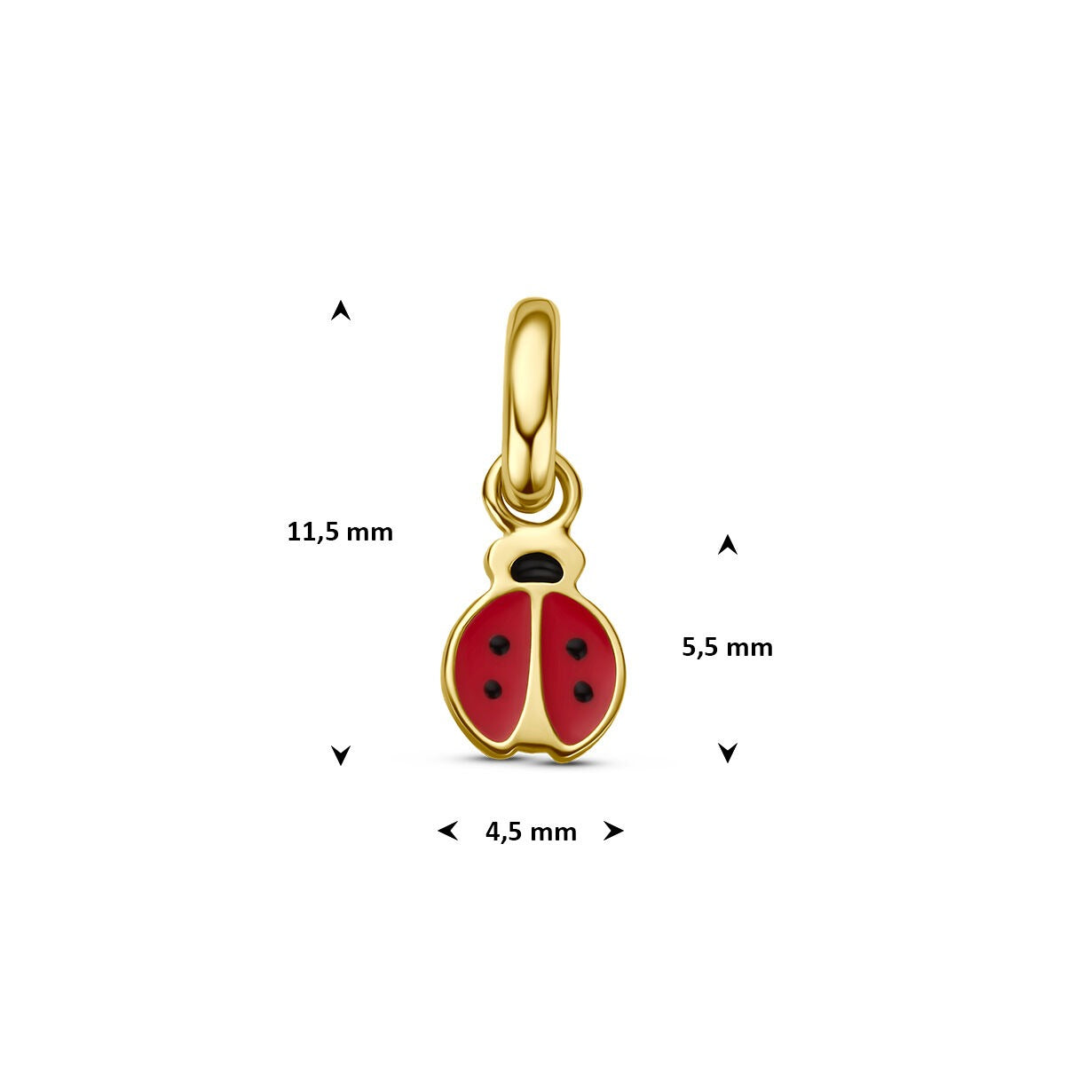 14k Geelgouden lieveheersbeestje hanger met emaille