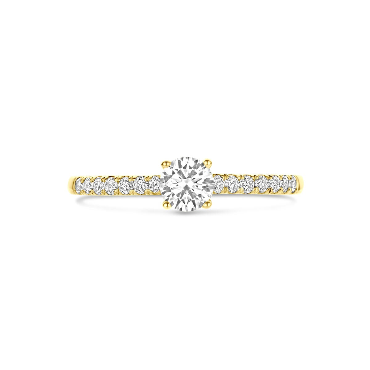 Anillo de oro 14k con diamante cultivado en laboratorio - forma de corte brillante