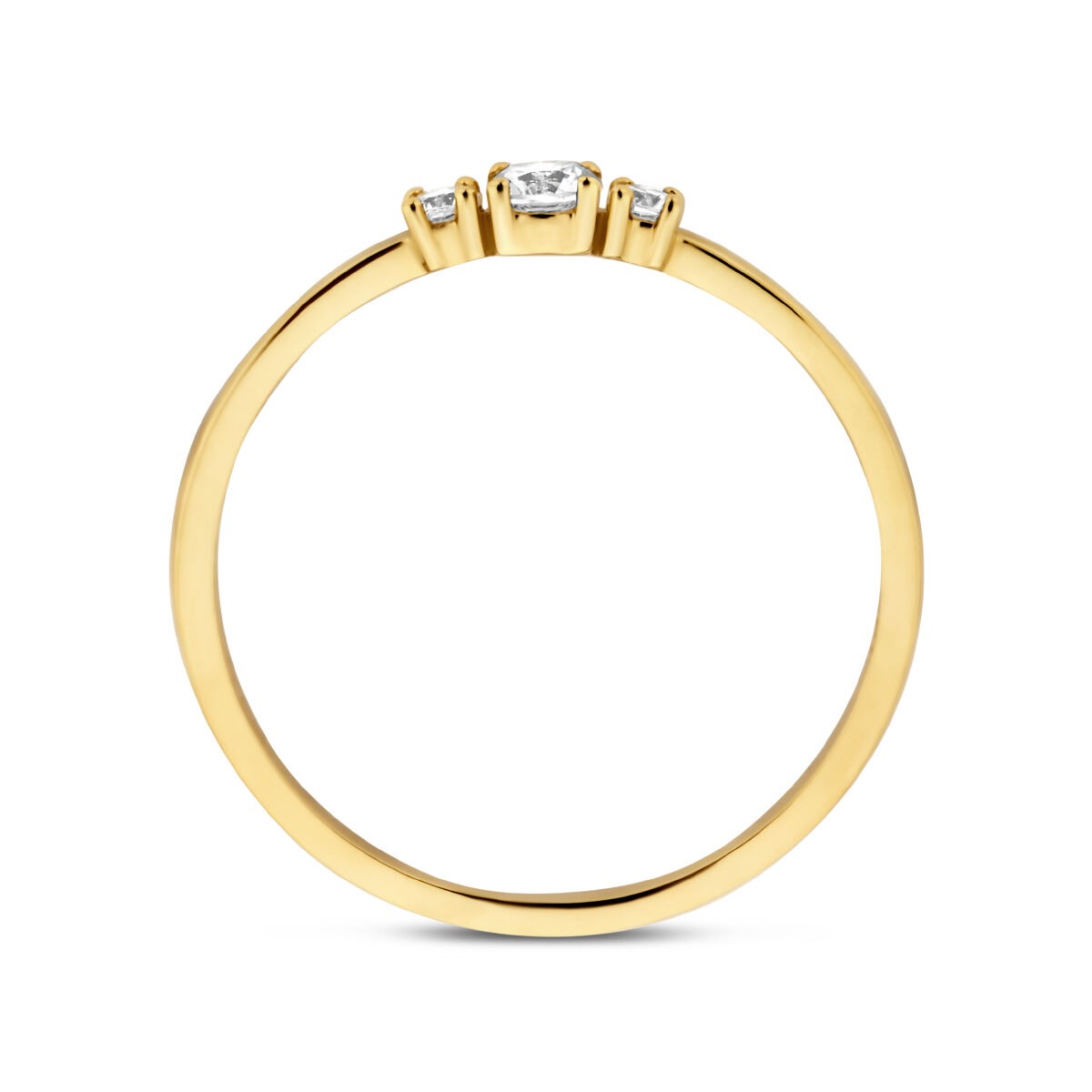 Anillo de mujer en oro amarillo de 9k con fila de circonitas