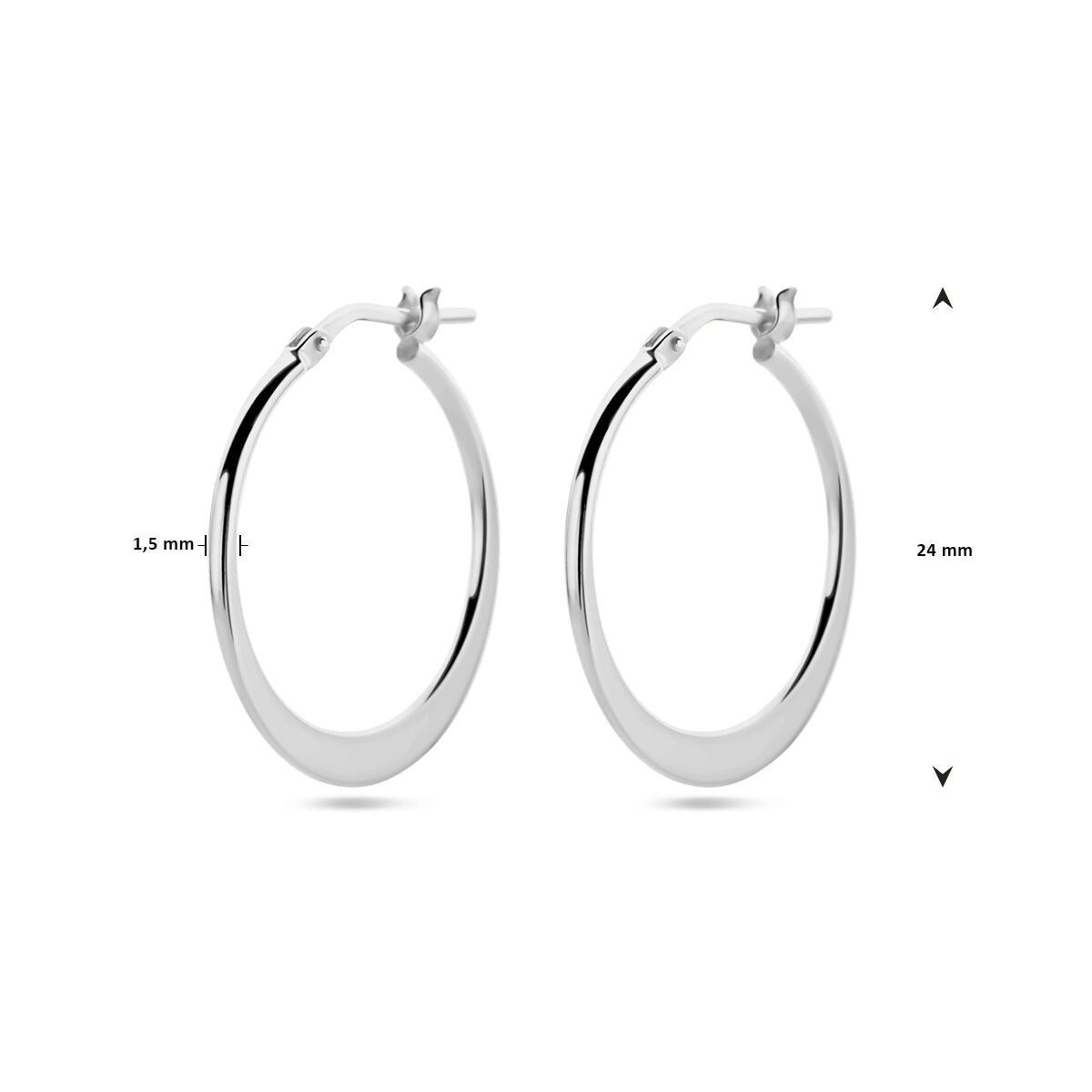Aros de plata rodiada 24 mm