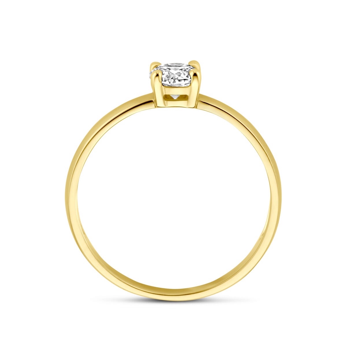Anillo de mujer en oro amarillo de 9k con circonita en engaste solitario