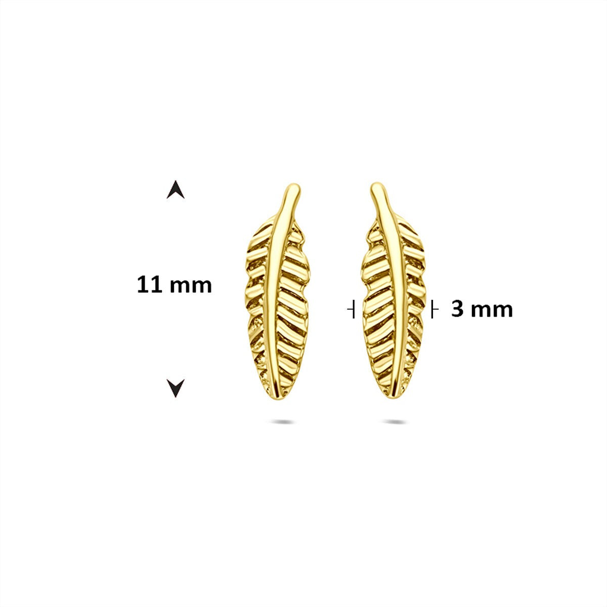 Pendientes de botón en forma de resorte de oro amarillo de 9k