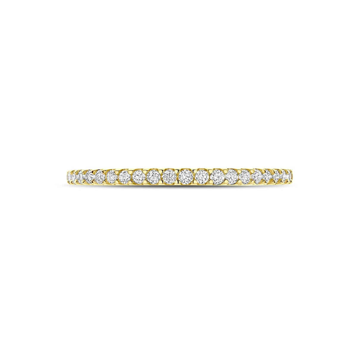 Anillo de oro amarillo de 14k con diamante cultivado en laboratorio de 0.15ct