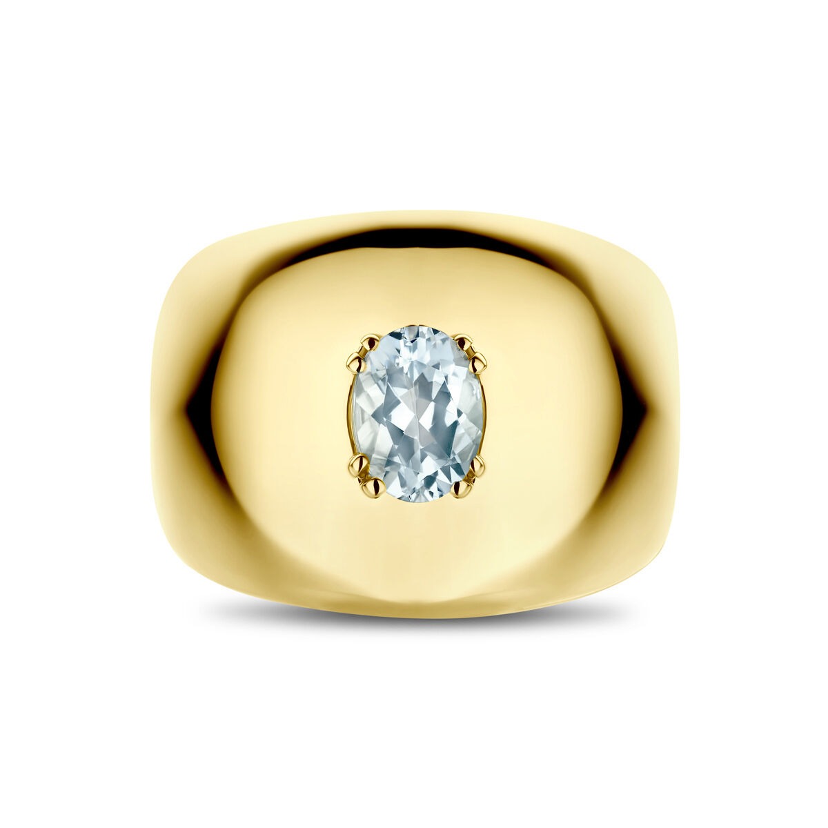 anillo de oro amarillo de 14k con aguamarina