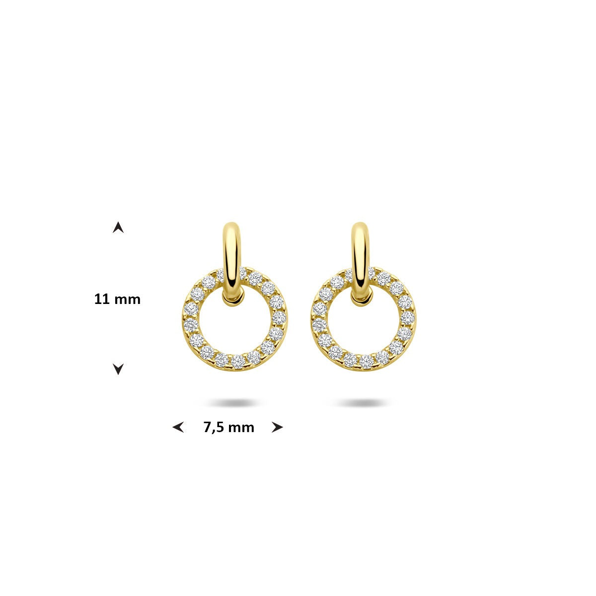Aros de oro 14k con circonitas – Engaste pavé
