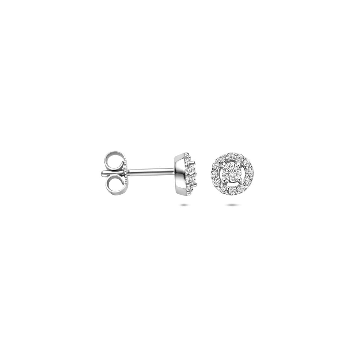Pendientes de botón de plata con circonitas – rodiados