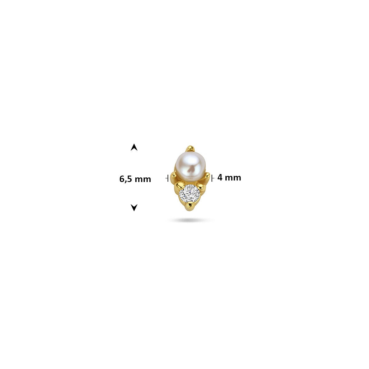 Piercing chapado en oro de plata 925 con perla y circonita