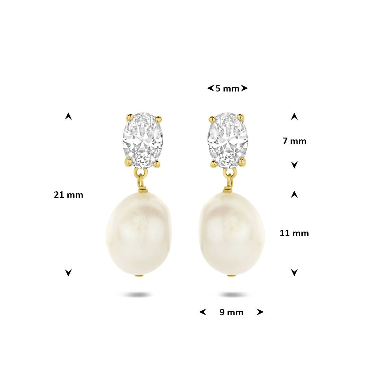 Pendientes chapados en oro de plata 925 con perla y circonita