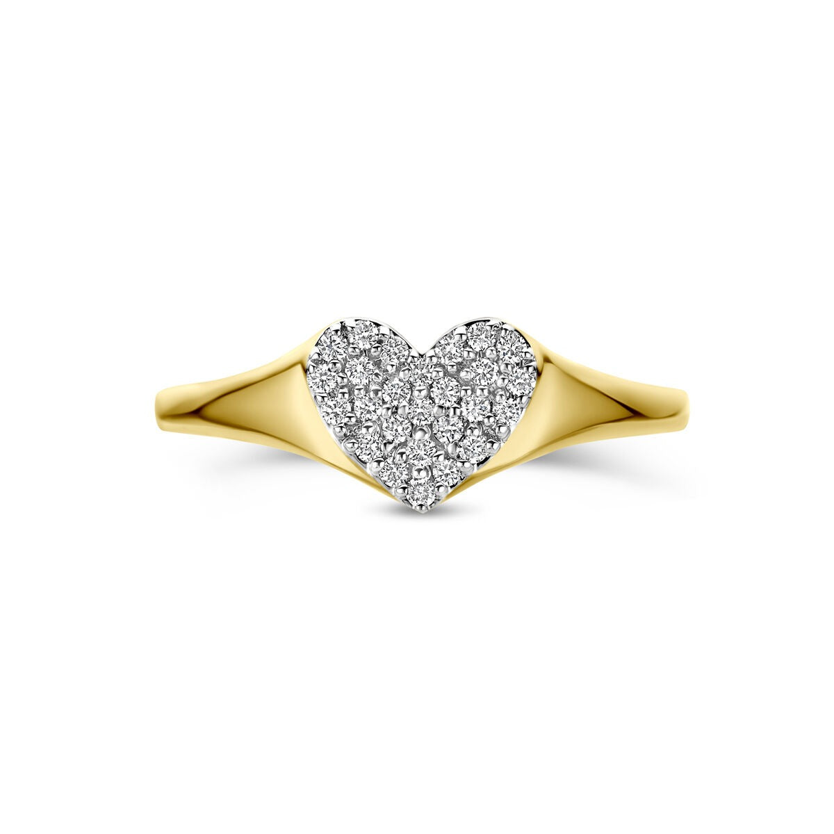 Anillo de oro amarillo de 14k con diamante cultivado en laboratorio de 0,12 ct