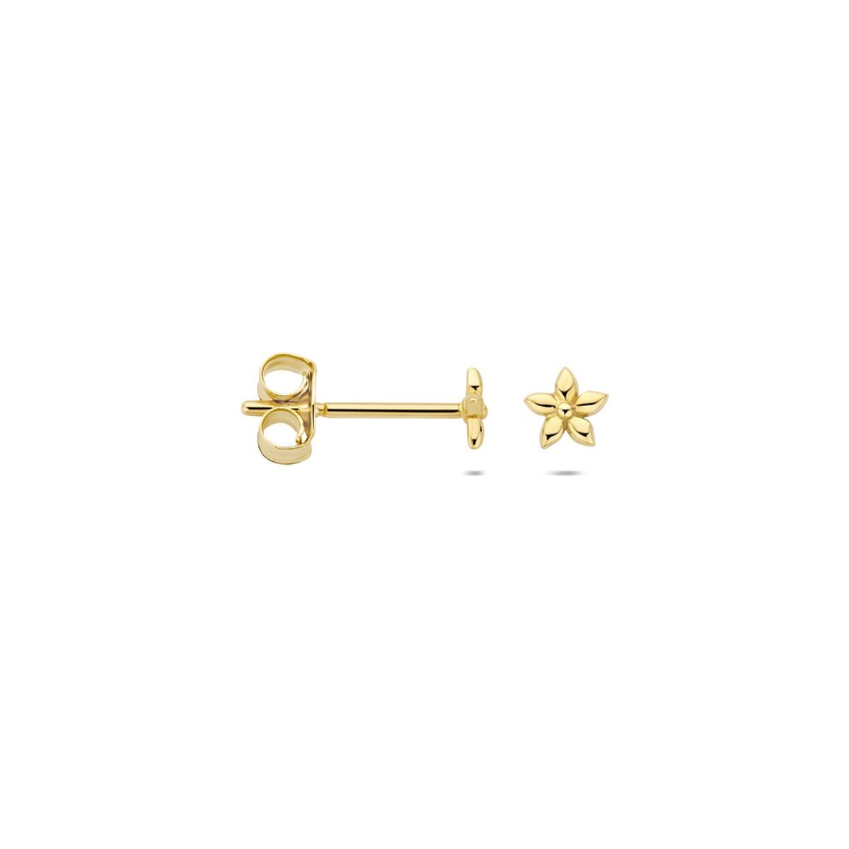 Pendientes de botón de oro amarillo con flor