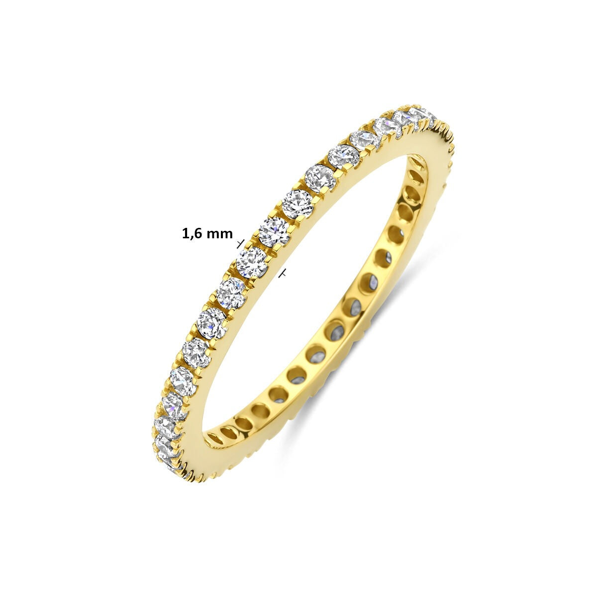 Anillo chapado en oro de plata con circonitas