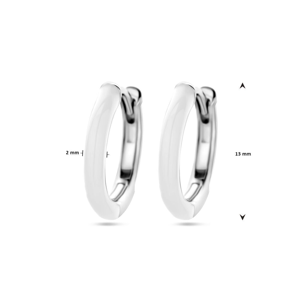 Aros de plata rodiada con esmalte blanco