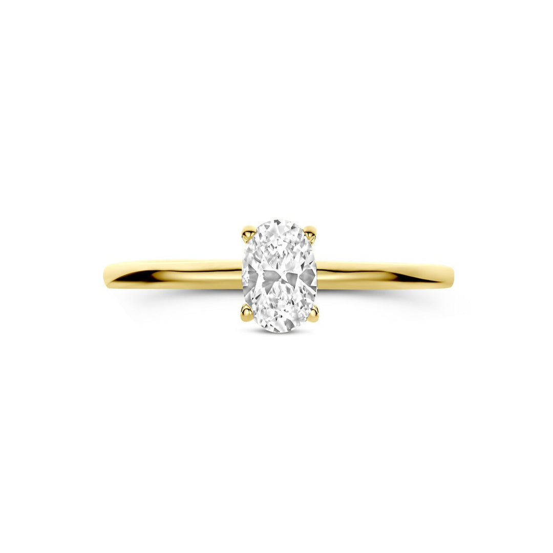 Gouden ring met zirkonia – ovaal geslepen, 9k geelgoud