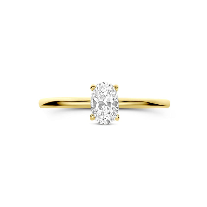 Gouden ring met zirkonia – ovaal geslepen, 9k geelgoud