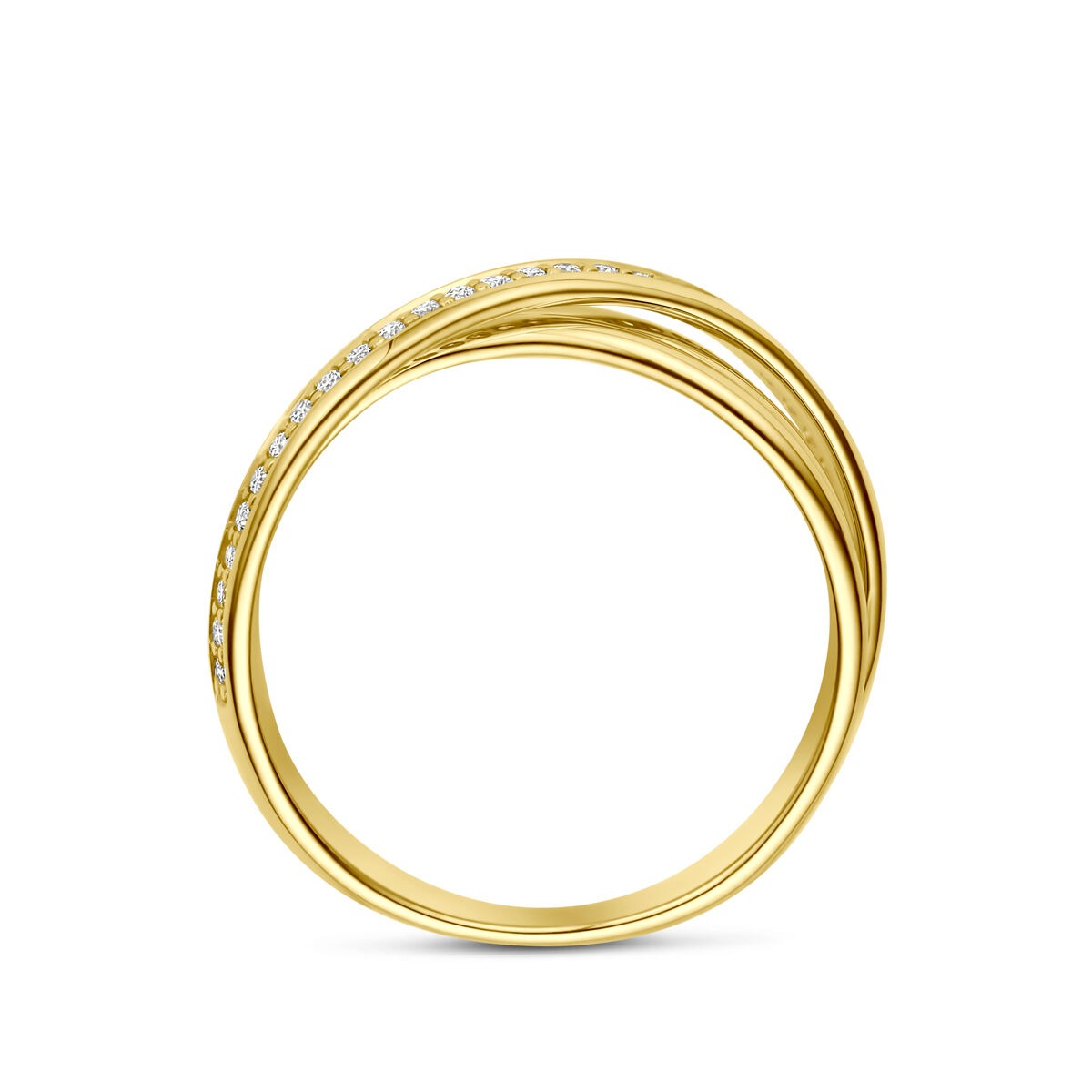 Anillo de alianza de oro amarillo de 14k con diamante de 0,16 ct