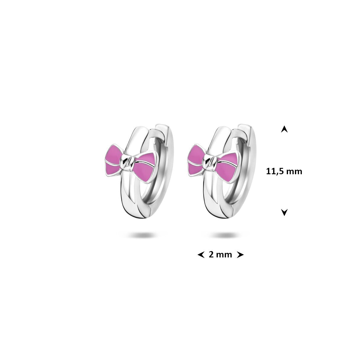 Pendientes infantiles de plata con lazo – rodiados 925