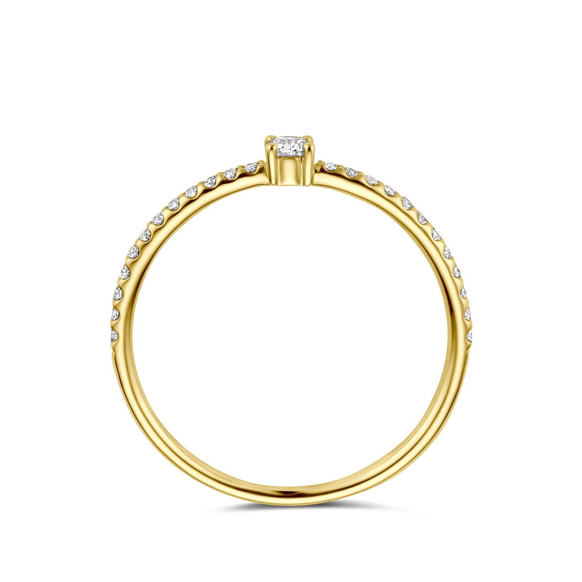 Anillo de mujer en oro amarillo de 14k con diamante - engaste solitario