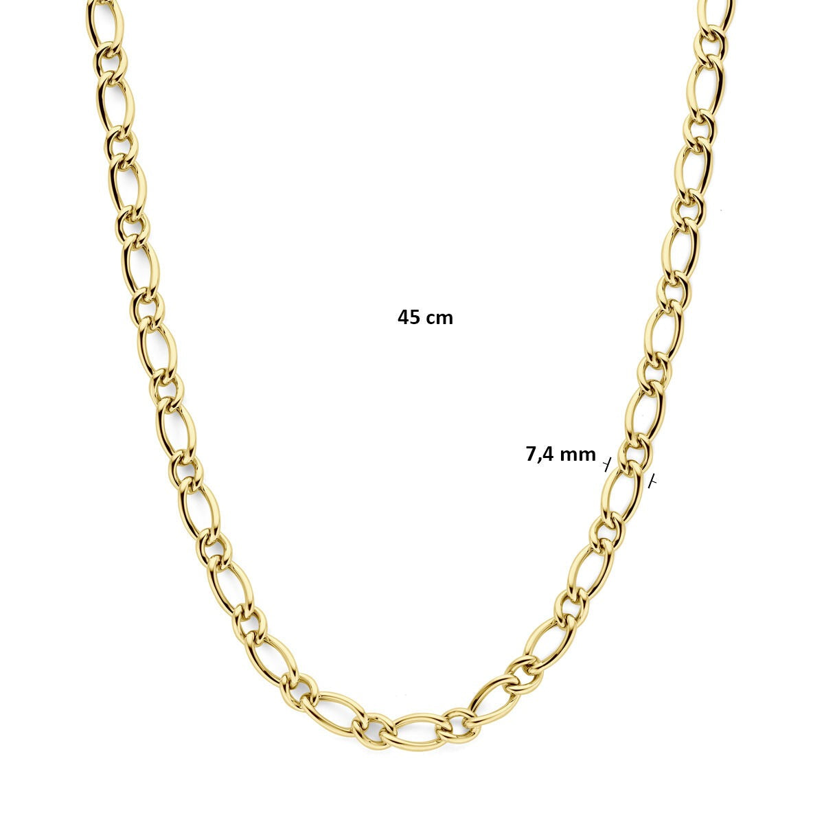 collar de ancla de oro amarillo de 14k