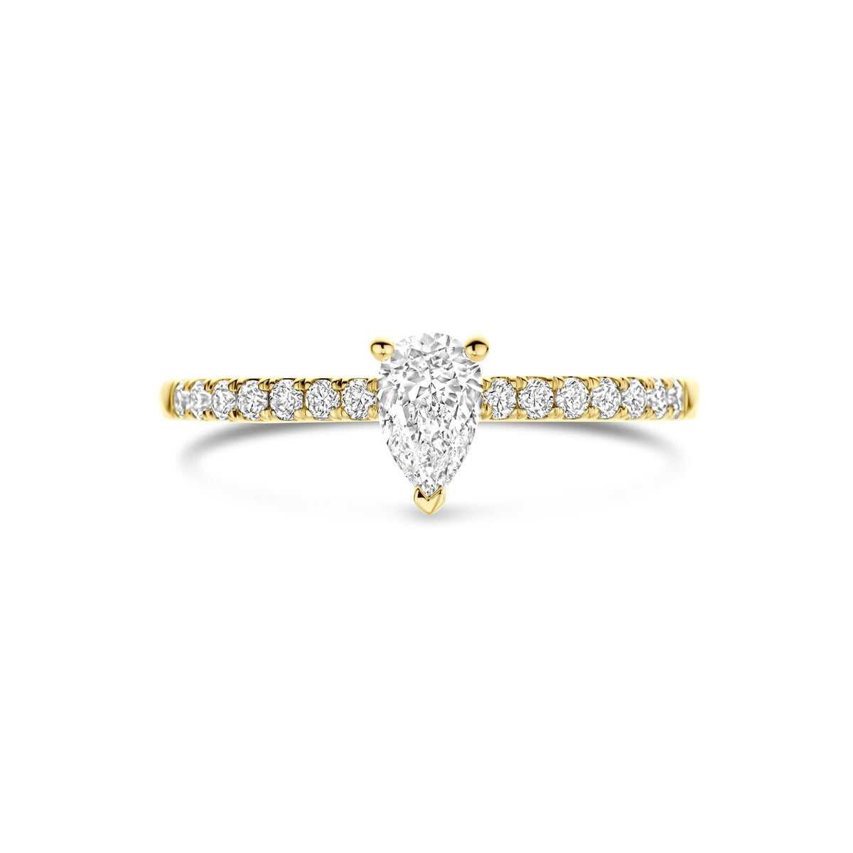 Anillo de oro 14k con diamante cultivado en laboratorio - forma de pera