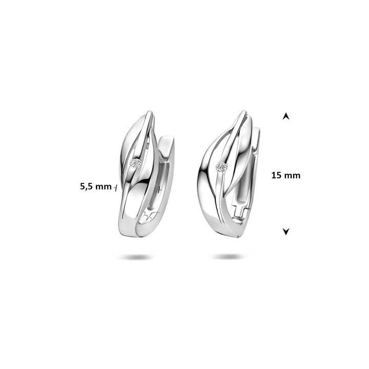 Gerhodineerd zilveren klapoorringen met lab grown diamant