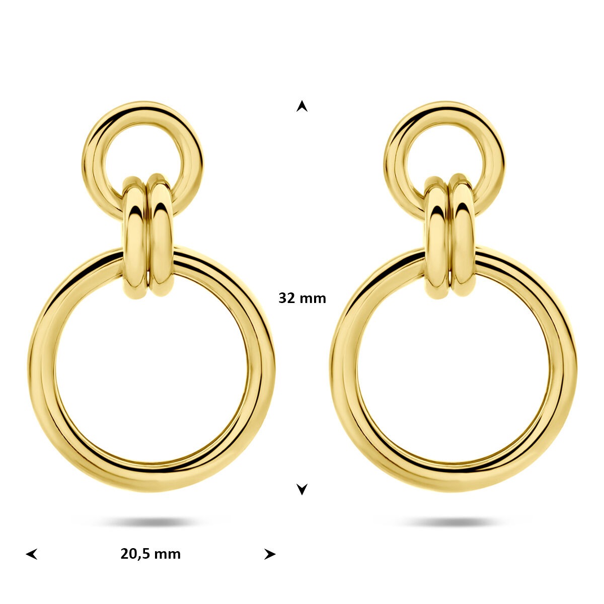 Pendientes de plata chapados en oro redondos 925