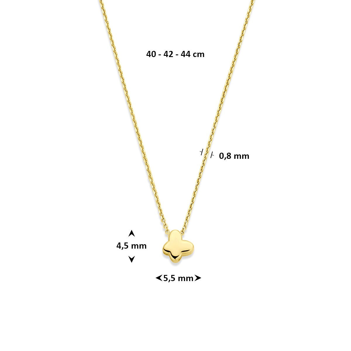 collar de oro amarillo con mariposa