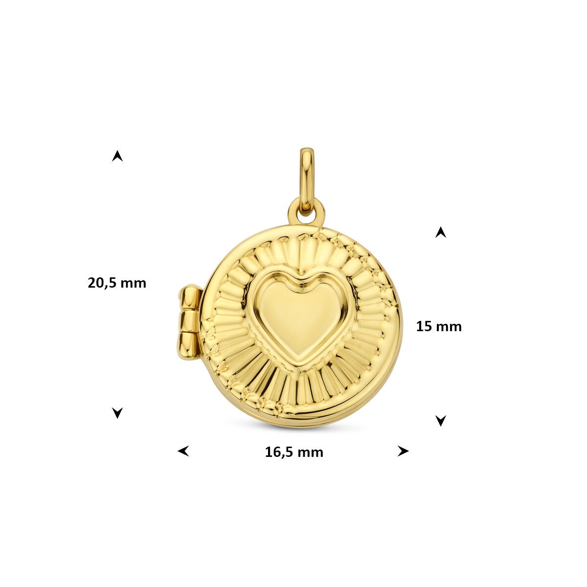 medallón de oro amarillo con corazón